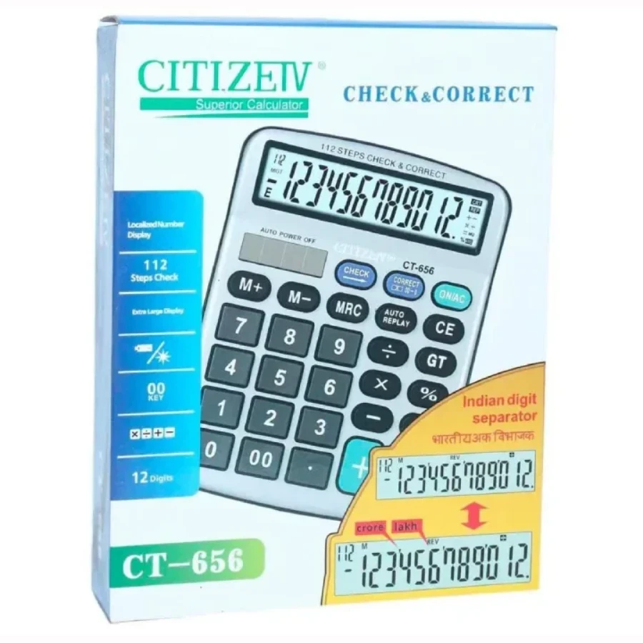 Citizen Calculator CT-656 , Business Use, Office Calculator, Solar Battery 12 Digi